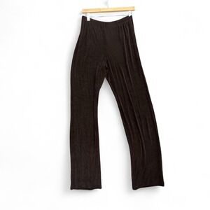 Chico's Travelers Pants Womens 1 Brown Slinky Jersey Pull On Stretch Travel